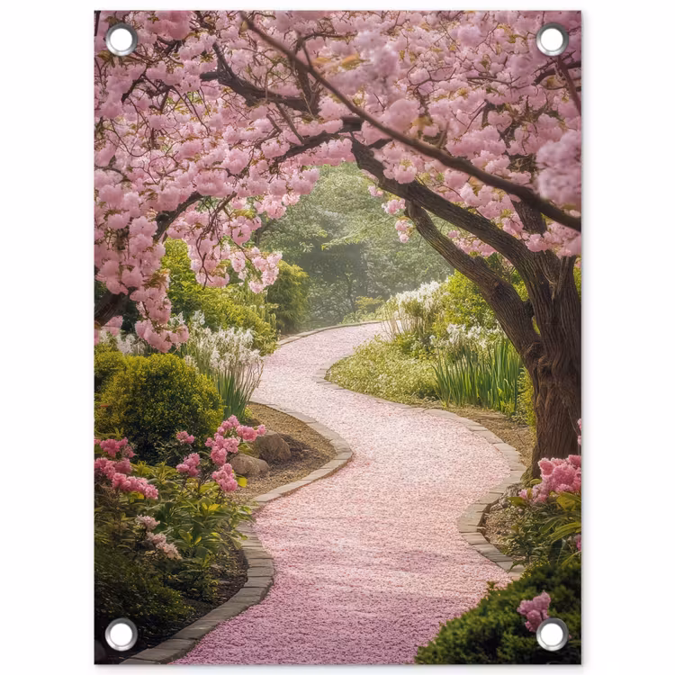 Kersenbloesem - Natuur - Sakura - Pad - Japanse tuin tuinposter los doek klein -3d