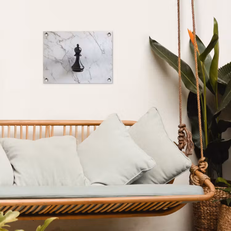 Schaakstuk - Loper - Zwart - Marmer tuinposter los doek klein -sfeer7