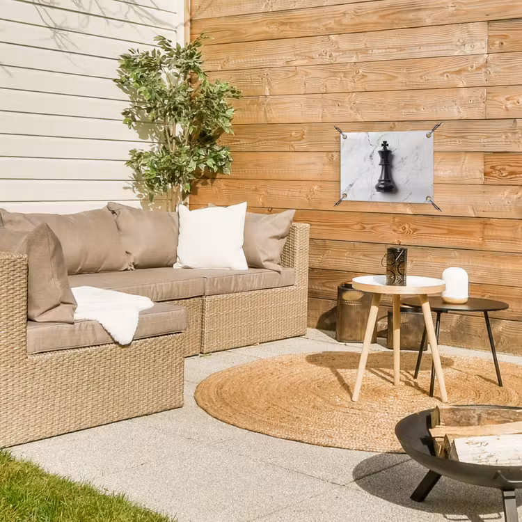 Schaakstuk - Koning - Zwart - Marmer tuinposter los doek klein -sfeer4