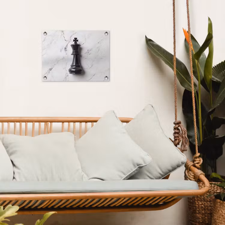 Schaakstuk - Koning - Zwart - Marmer tuinposter los doek klein -sfeer7
