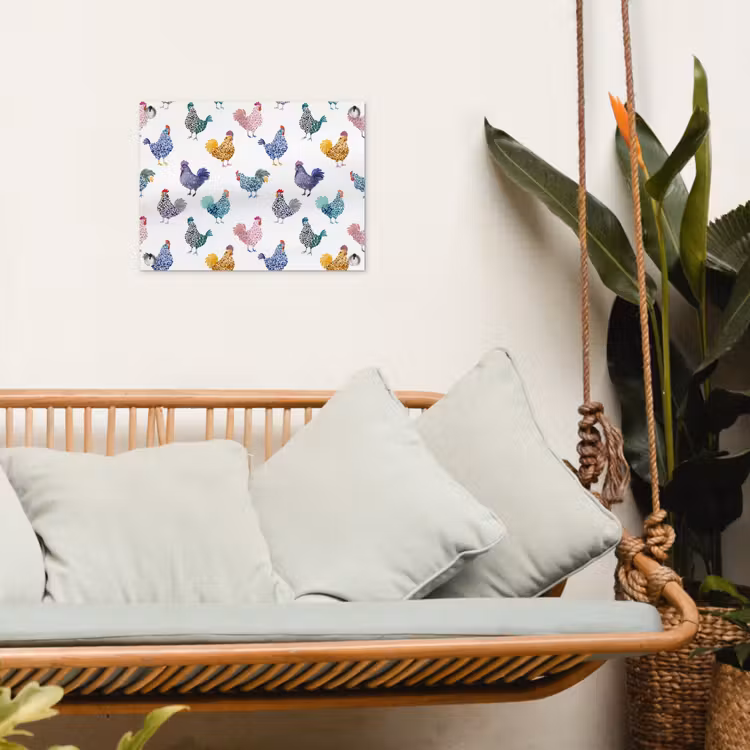 Kippen -Aquarel - Kleurrijk tuinposter los doek klein 239 -sfeer7