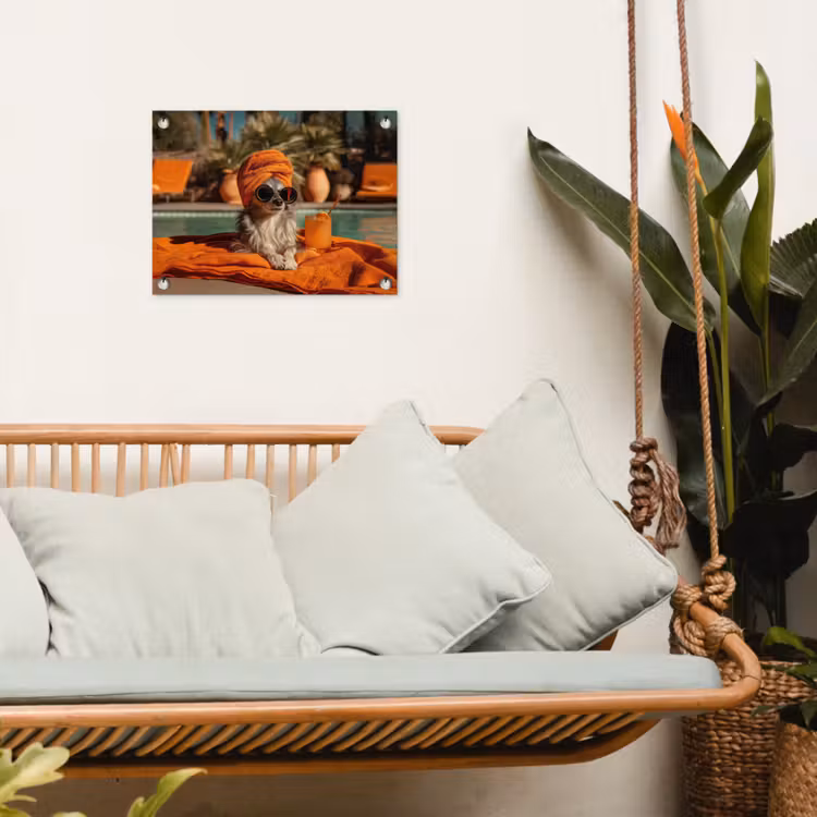 Chihuahua - Handdoek - Zonnebril - Oranje tuinposter los doek klein -sfeer7