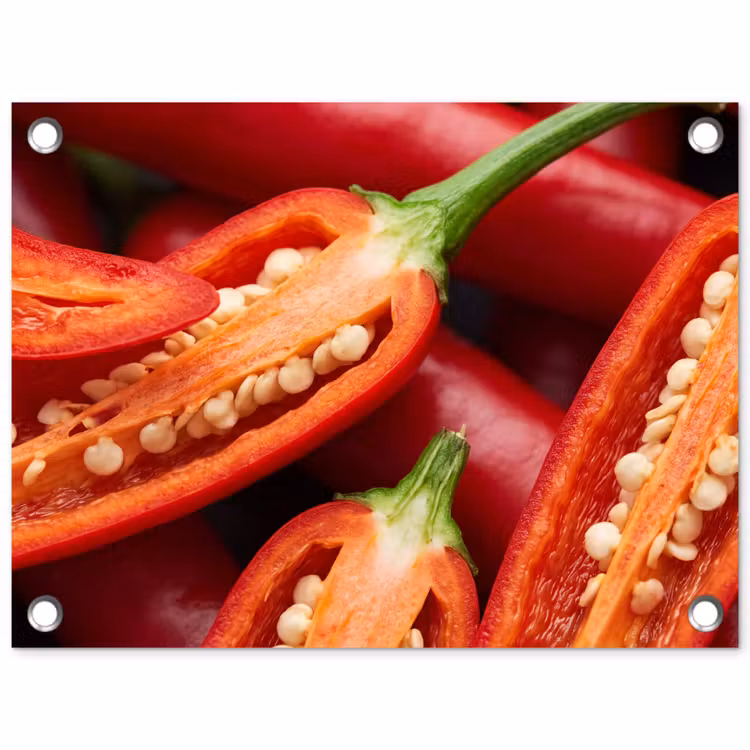 Garden Poster - Chili Pepper - Open - Red - Chilipeper - Open - Rood tuinposter los doek klein