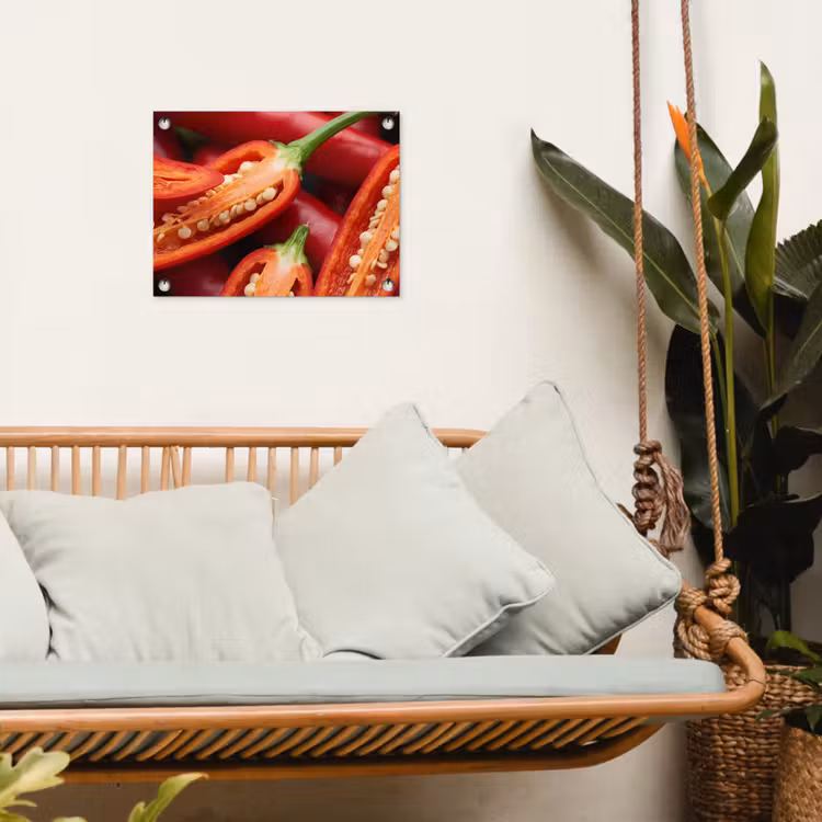 Garden Poster - Chili Pepper - Open - Red - Chilipeper - Open - Rood tuinposter los doek klein