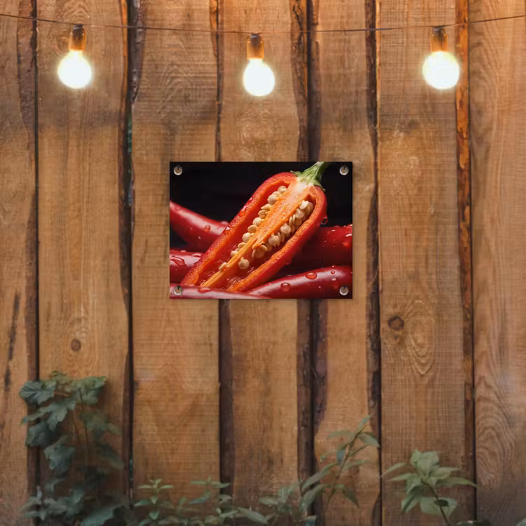 Garden Poster - Chili Pepper - Red - Food - Chilipeper - Rood - Eten tuinposter los doek klein