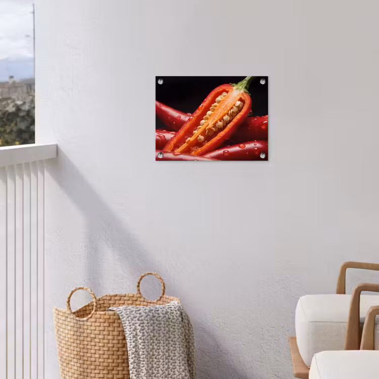 Garden Poster - Chili Pepper - Red - Food - Chilipeper - Rood - Eten tuinposter los doek klein