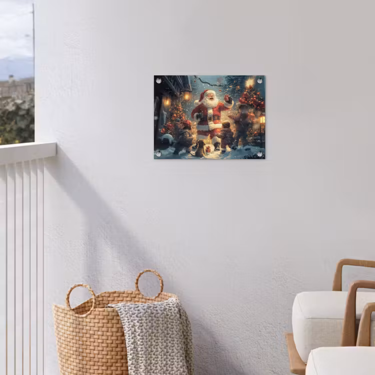 Kerstvreugde - Sneeuw - Kleurrijk tuinposter los doek klein -sfeer8