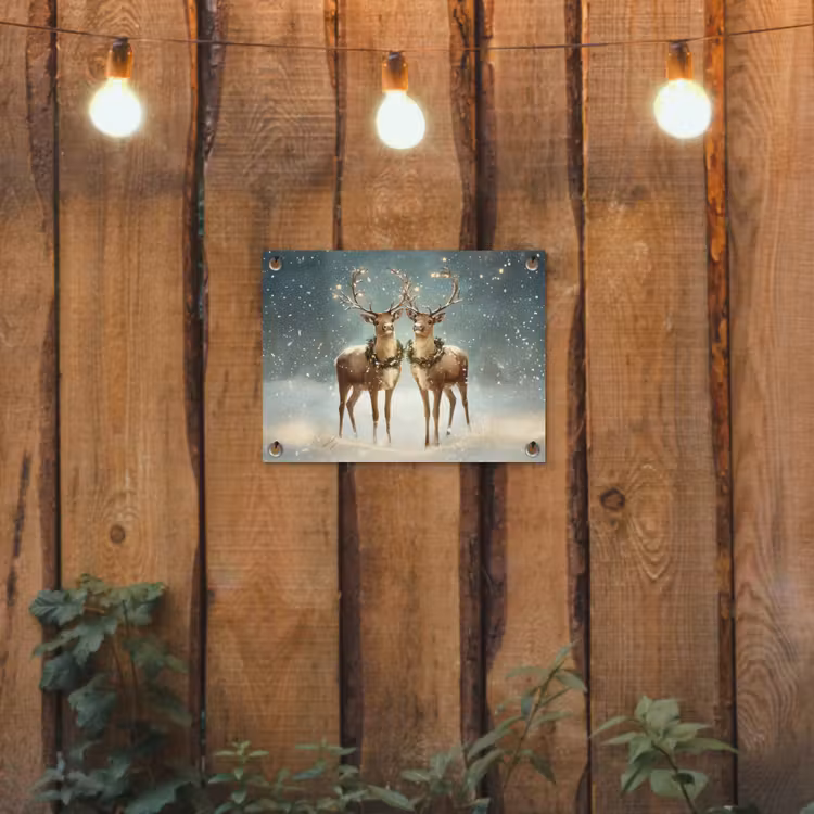 Kerstmagie - Winterwoud - Rendier tuinposter los doek klein -sfeer1