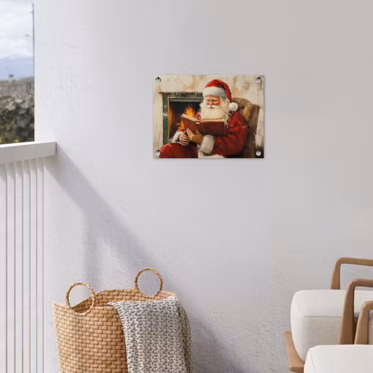 Kerst - Kerstman - Winter - Open Haard tuinposter los doek klein -sfeer8