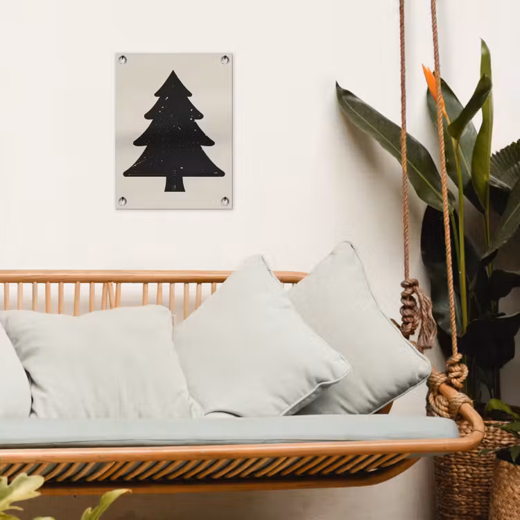 Kerstboom - Zwarte kerstboom - Boom - Japandi tuinposter los doek klein -sfeer7