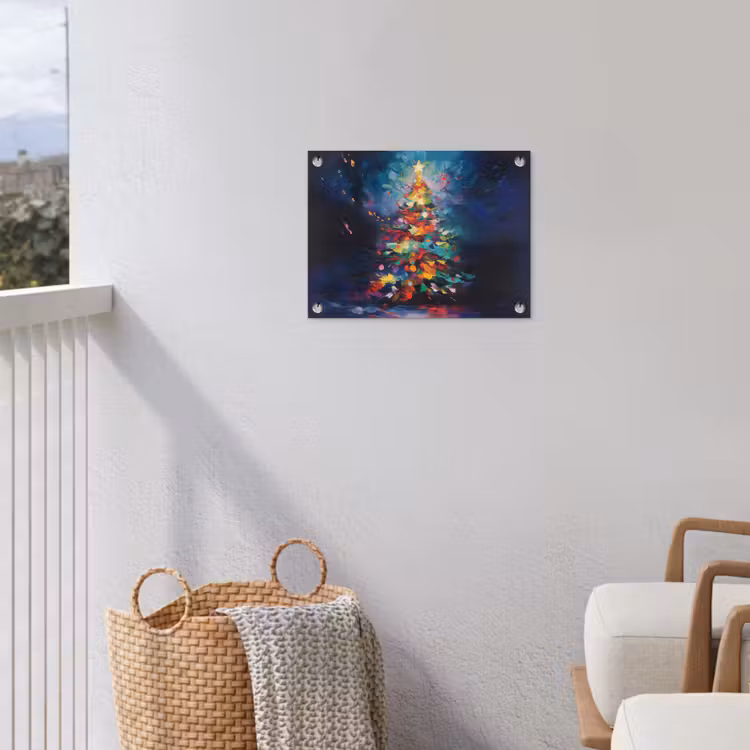 Kerstboom - Kerst - Abstract - Kleurrijk tuinposter los doek klein -sfeer8