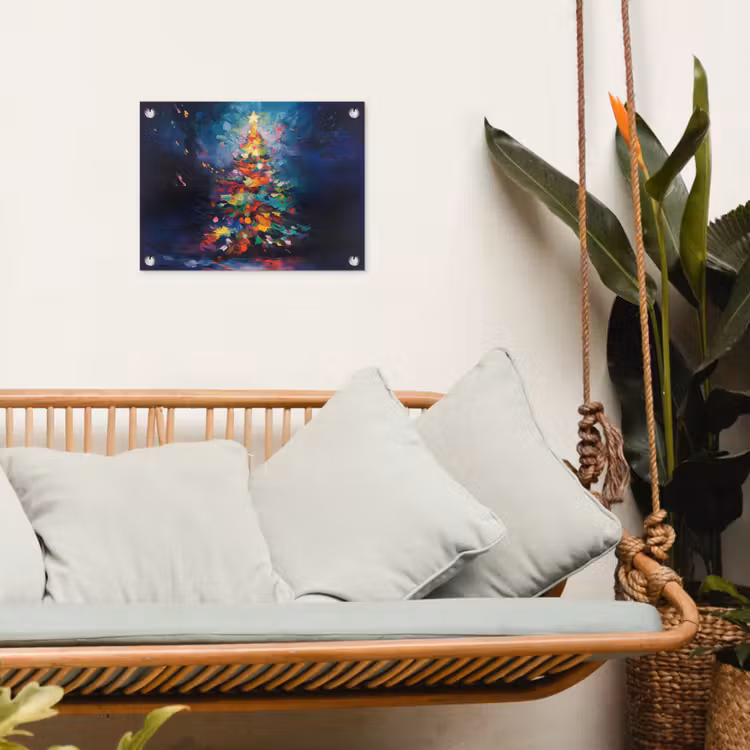 Kerstboom - Kerst - Abstract - Kleurrijk tuinposter los doek klein -sfeer7