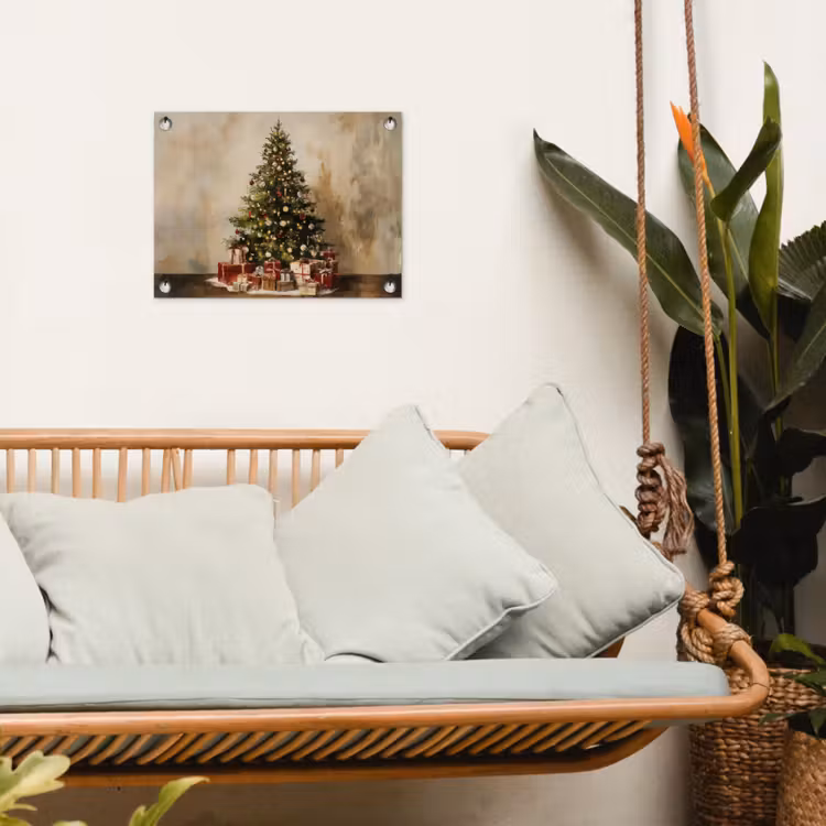 Kerstboom - Versierd - Kleurrijk tuinposter los doek klein -sfeer7