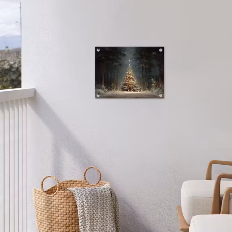 Kerstboom - Bos - Sneeuw - meerkleurig tuinposter los doek klein -sfeer8