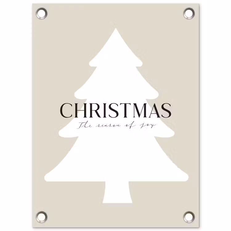 Kerstboom - Japandi - Christmas - Beige tuinposter los doek klein -3d