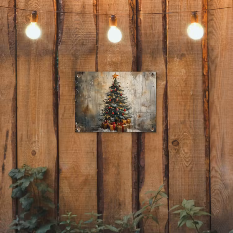 Kerstboom - Vintage - Kerst - Cadeau tuinposter los doek klein -sfeer1