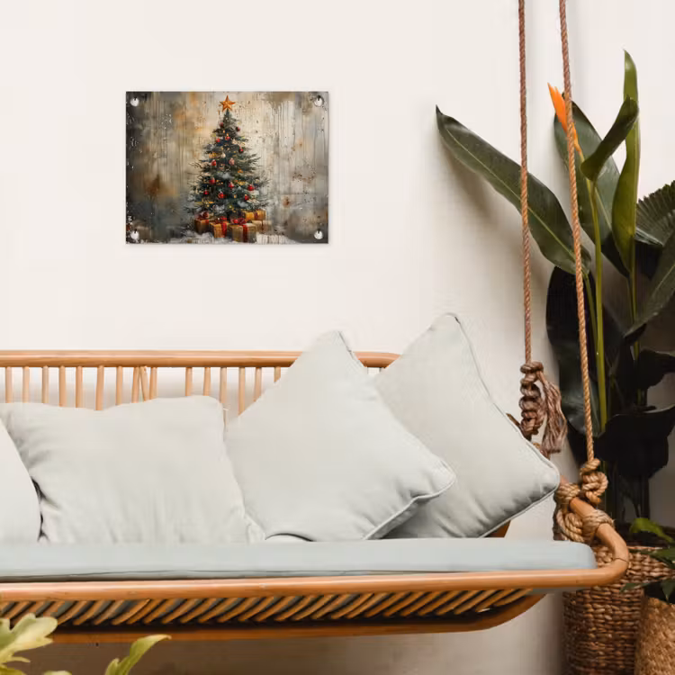 Kerstboom - Vintage - Kerst - Cadeau tuinposter los doek klein -sfeer7