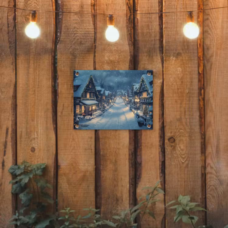 Kerstdorp - Kerst - Sneeuw - Winter tuinposter los doek klein -sfeer1