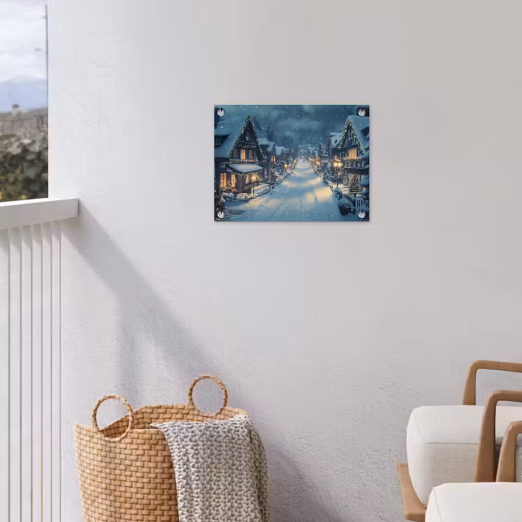 Kerstdorp - Kerst - Sneeuw - Winter tuinposter los doek klein -sfeer8