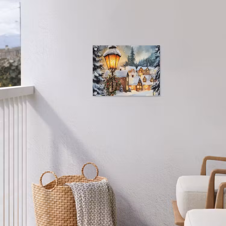 Kerstdorp - Huizen - Sneeuw - Kerst tuinposter los doek klein -sfeer8