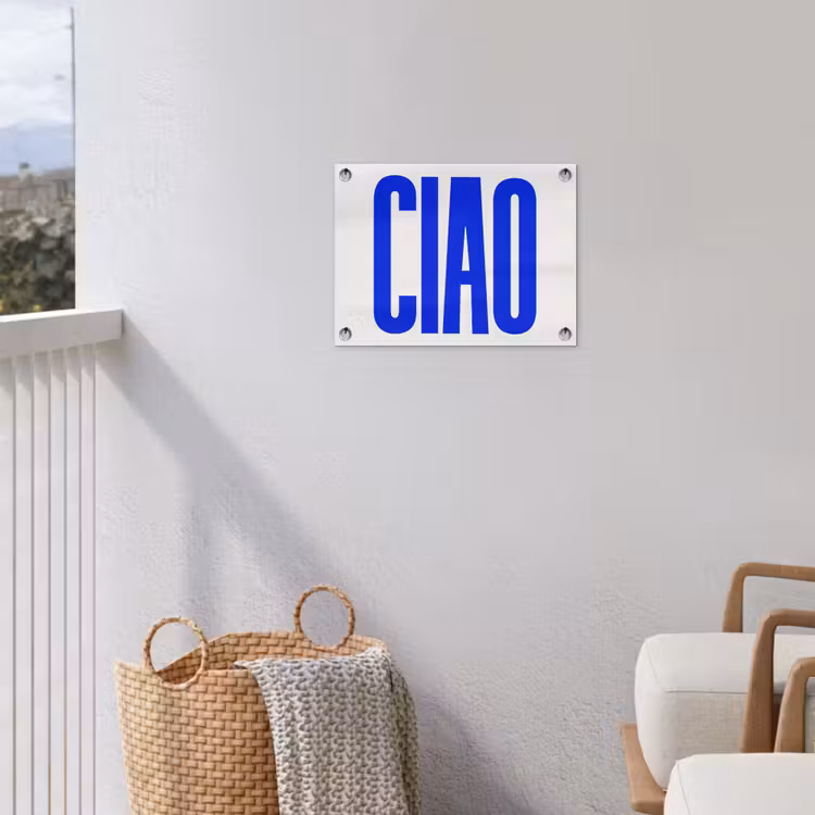 Ciao - Hoofdletters - Blauw - Minimalistisch tuinposter los doek klein -sfeer8