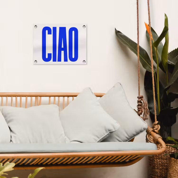 Ciao - Hoofdletters - Blauw - Minimalistisch tuinposter los doek klein -sfeer7