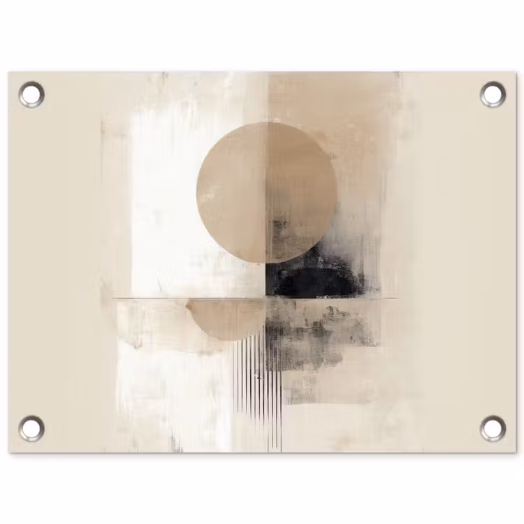 Cirkel - Compositie - Diepte - Beige tuinposter los doek klein -3d