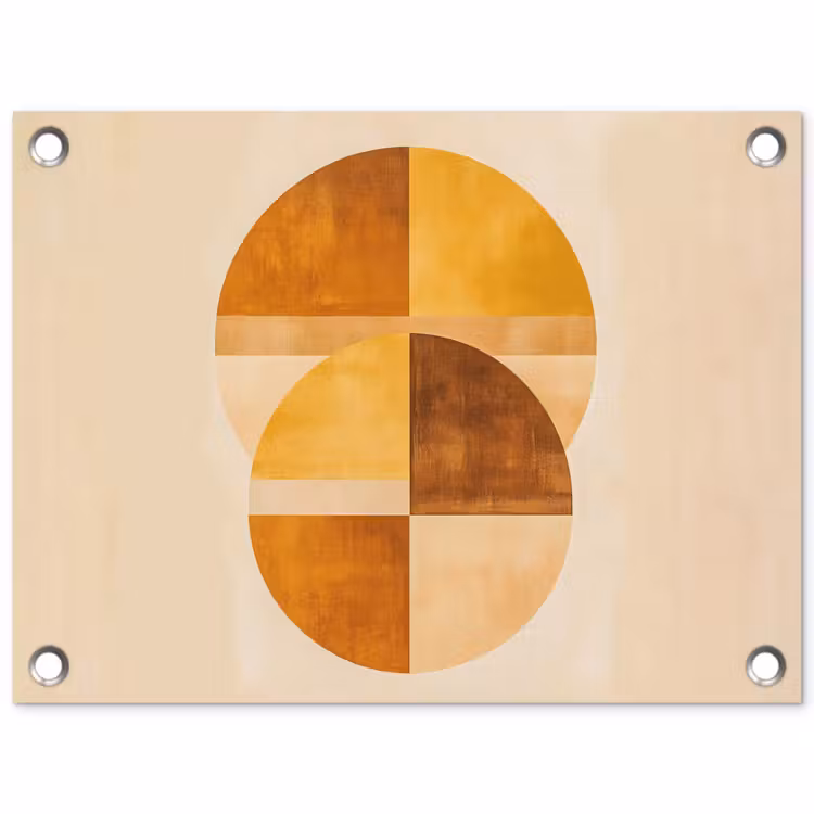 Cirkels - Geel - Minimalistisch tuinposter los doek klein -3d