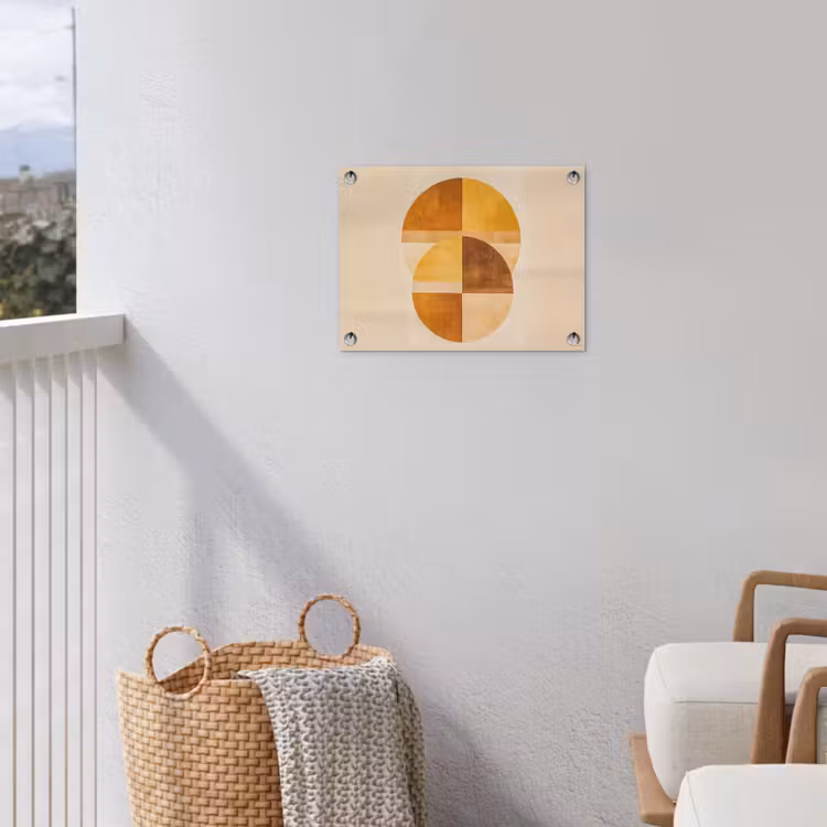 Cirkels - Geel - Minimalistisch tuinposter los doek klein -sfeer8