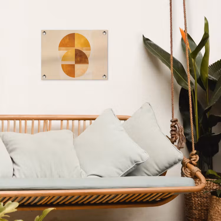 Cirkels - Geel - Minimalistisch tuinposter los doek klein -sfeer7