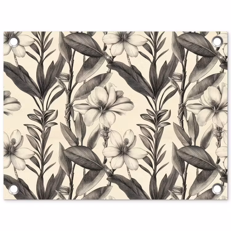 Klassiek - Botanisch - Zwart - Beige tuinposter los doek klein 239 -3d