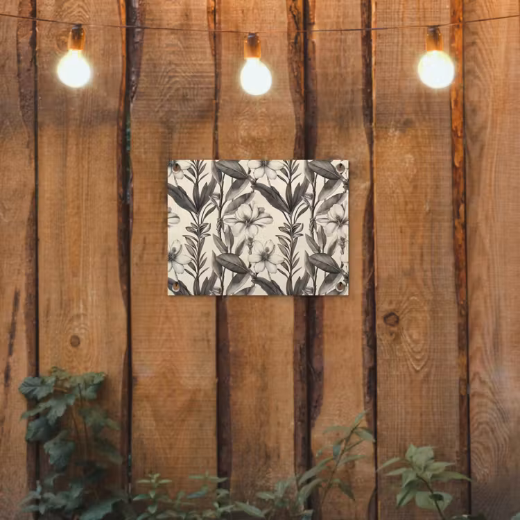 Klassiek - Botanisch - Zwart - Beige tuinposter los doek klein 239 -sfeer1