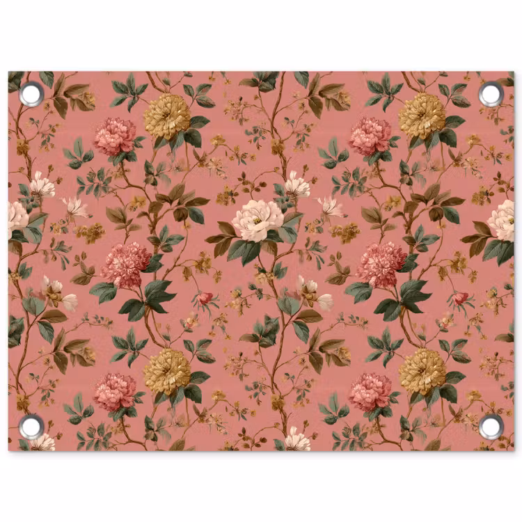 Klassiek - Botanisch - Roze tuinposter los doek klein 239 -3d