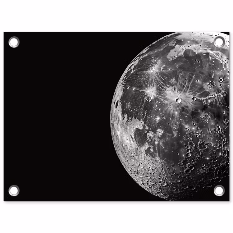 Close-up - Maan - Wit - Textuur tuinposter los doek klein -3d