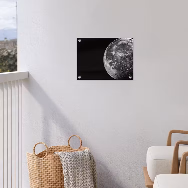 Close-up - Maan - Wit - Textuur tuinposter los doek klein -sfeer8