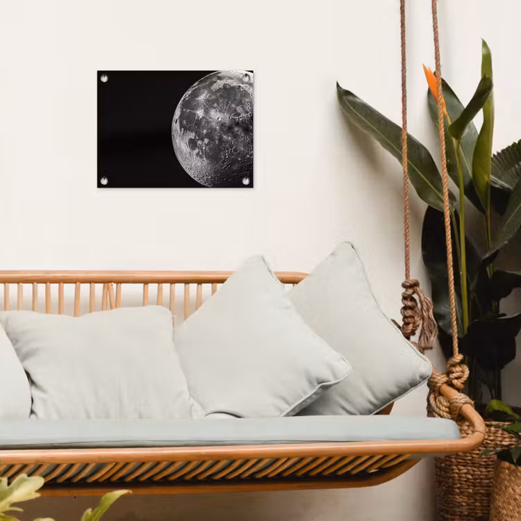 Close-up - Maan - Wit - Textuur tuinposter los doek klein -sfeer7