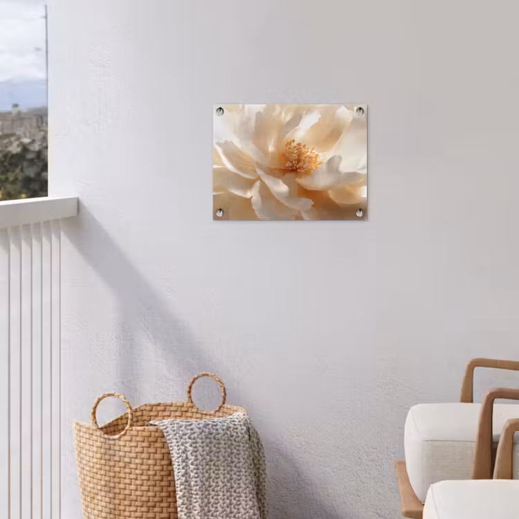 Close up - Pioenroos - Wit tuinposter los doek klein -sfeer8