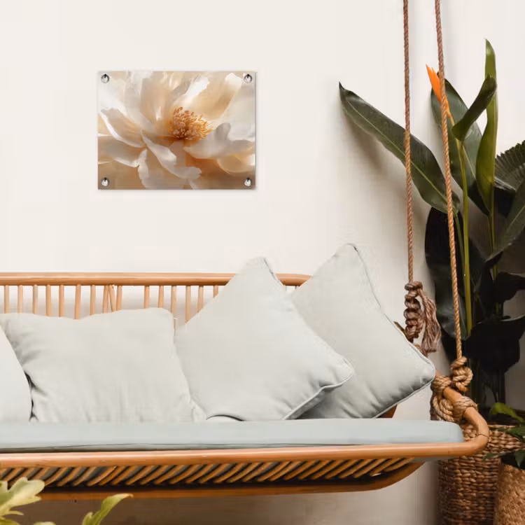 Close up - Pioenroos - Wit tuinposter los doek klein -sfeer7