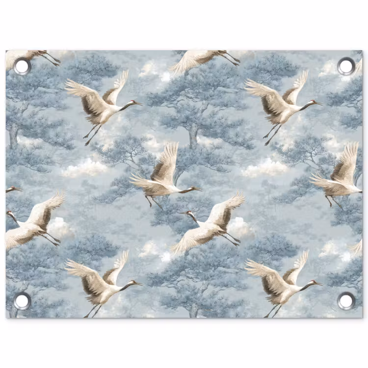 Wolken - Kraanvogels - Blauw tuinposter los doek klein 239 -3d