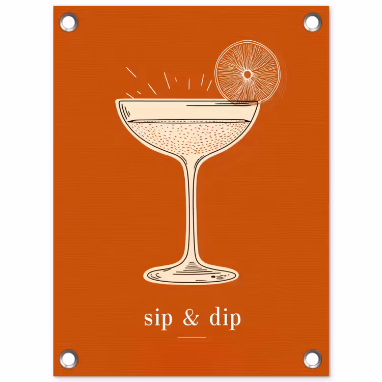 Cocktail - Oranje - Zomer - Quote tuinposter los doek klein -3d