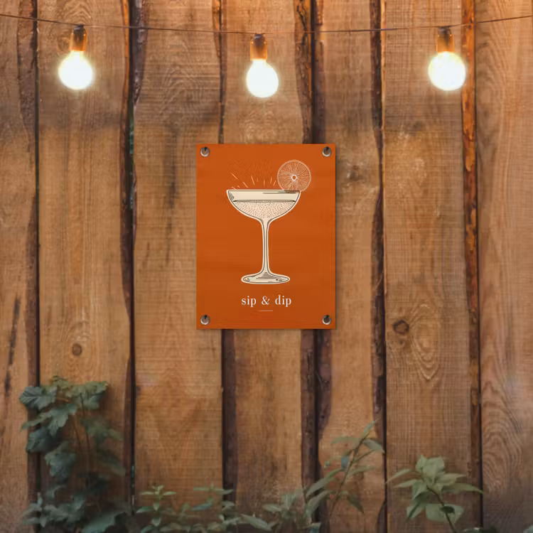 Cocktail - Oranje - Zomer - Quote tuinposter los doek klein -sfeer1