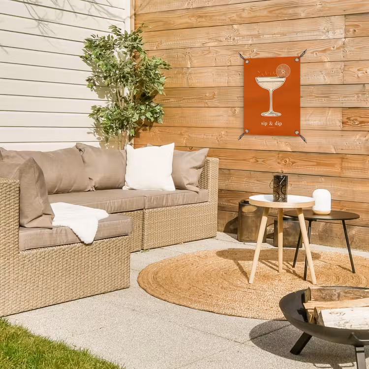Cocktail - Oranje - Zomer - Quote tuinposter los doek klein -sfeer4