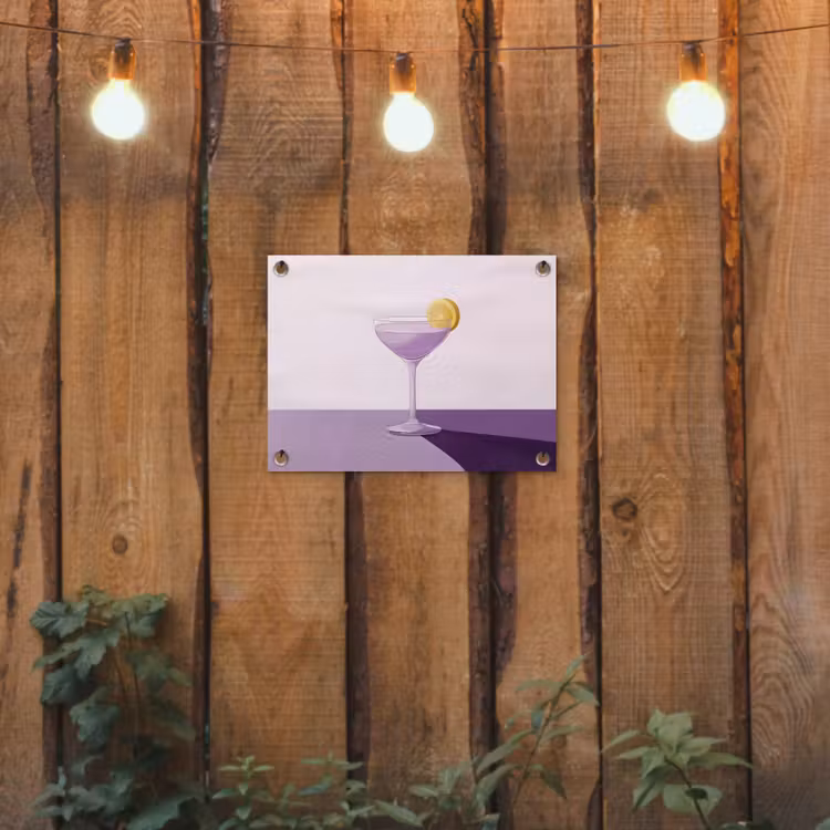 Cocktail - Paars - Minimalistisch - Citroen tuinposter los doek klein -sfeer1