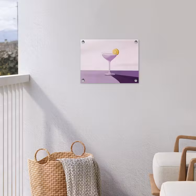 Cocktail - Paars - Minimalistisch - Citroen tuinposter los doek klein -sfeer8