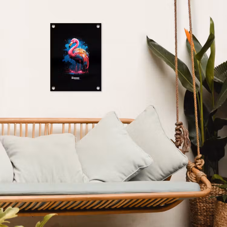 Gekleurde flamingo voor een verfexplosie tuinposter los doek klein -sfeer7