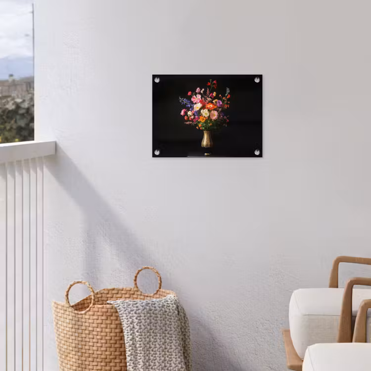 Kleurrijk - Boeket - Vaas - Goud tuinposter los doek klein -sfeer8