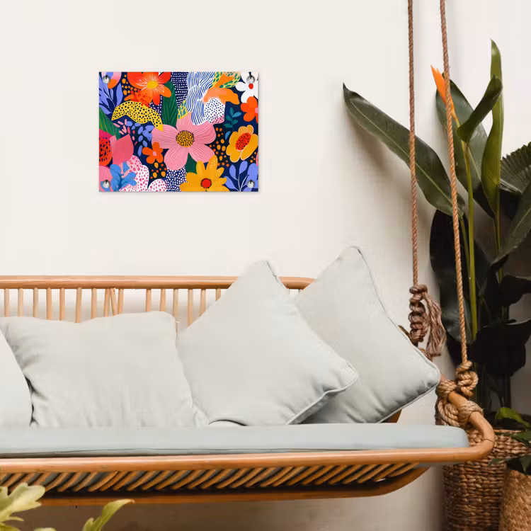 Kleurrijk - Bloemen - Abstract - Stippen tuinposter los doek klein -sfeer7