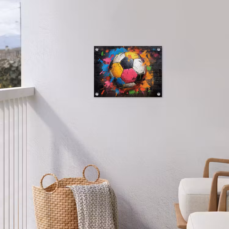 Kleurrijke Voetbal tuinposter los doek klein -sfeer8