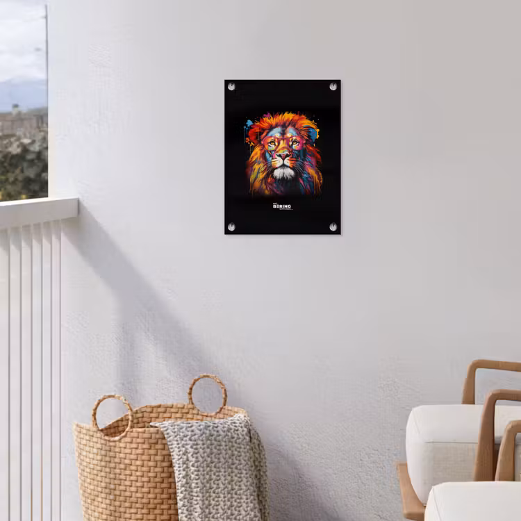Kleurrijke leeuw in graffiti stijl tuinposter los doek klein -sfeer8