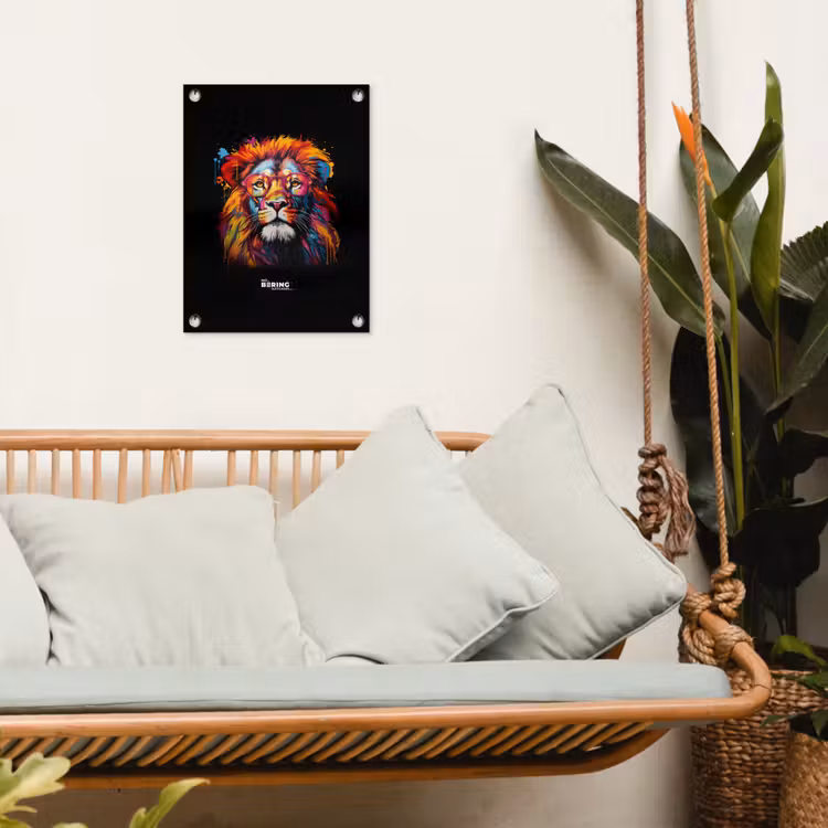 Kleurrijke leeuw in graffiti stijl tuinposter los doek klein -sfeer7